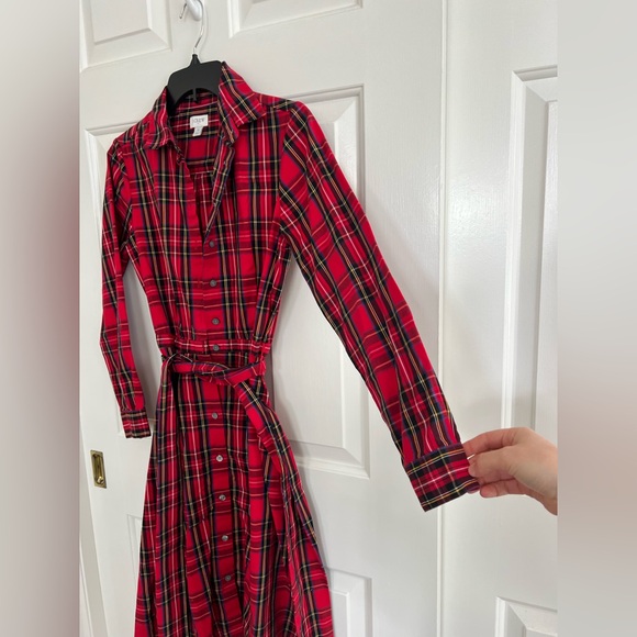 J. Crew Dresses & Skirts - J Crew size 0 tartan plaid fitted shirt dress 100% cotton